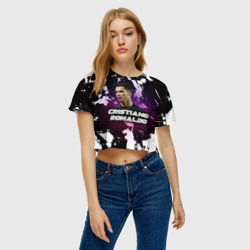 Женская футболка Crop-top 3D Cristiano Ronaldo - фото 2