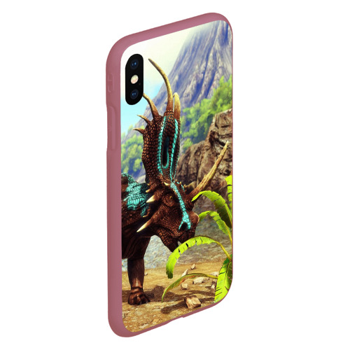 Чехол для iPhone XS Max матовый Ark Survival Арк сурвивал +спина, цвет малиновый - фото 3