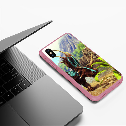 Чехол для iPhone XS Max матовый Ark Survival Арк сурвивал +спина, цвет малиновый - фото 5