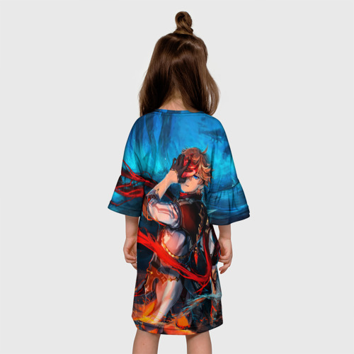 Детское платье 3D с принтом Tartaglia art, вид сзади #2