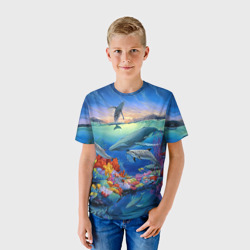 Детская футболка 3D Киты и дельфины - фото 2