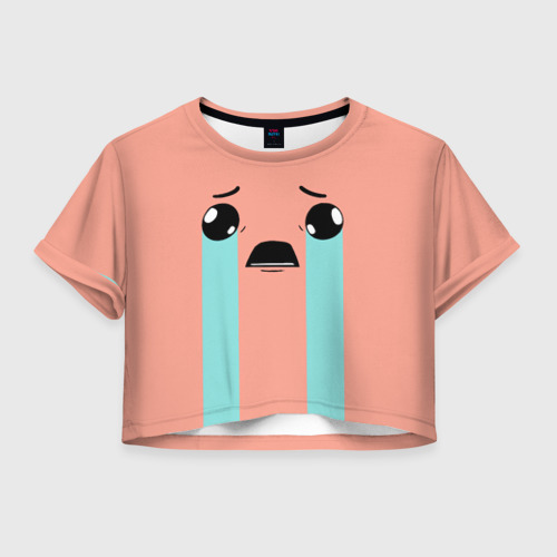 Женская футболка Crop-top 3D Crying Isaac large face, цвет 3D печать