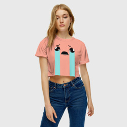 Женская футболка Crop-top 3D Crying Isaac large face - фото 2