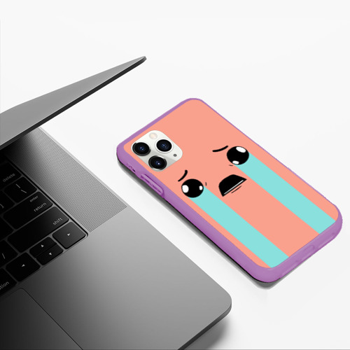 Чехол для iPhone 11 Pro Max матовый Crying Isaac large face, цвет фиолетовый - фото 5