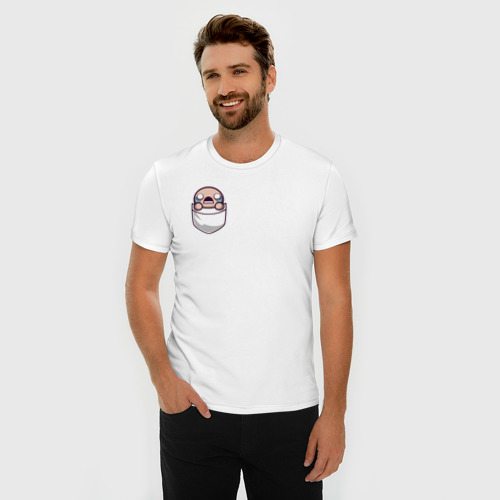 Мужская футболка хлопок Slim Исаак в кармане, цвет белый - фото 3