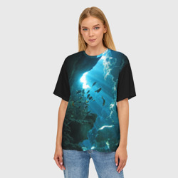 Женская футболка oversize 3D Коралловые рыбки - фото 2