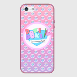 Чехол для iPhone 5/5S матовый Doki Doki Literature Club Лого паттерн