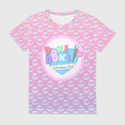 Женская футболка 3D Doki Doki Literature Club Лого паттерн