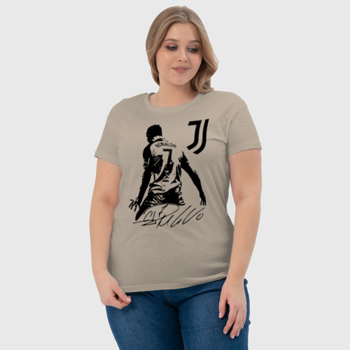 Женская футболка хлопок Автограф Криштиану Роналду Ювентус, цвет миндальный - фото 6