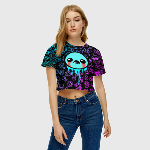 Женская футболка Crop-top 3D Blue Isaac библетумп, цвет 3D печать - фото 4