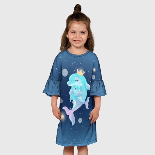 Детское платье 3D Два дельфина, цвет 3D печать - фото 4