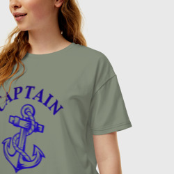 Женская футболка хлопок Oversize Капитан бросил якорь - фото 2
