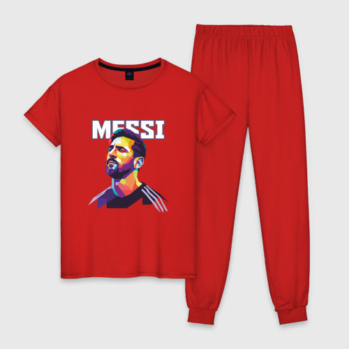 Женская пижама хлопок с принтом Messi (Barca), вид спереди #2