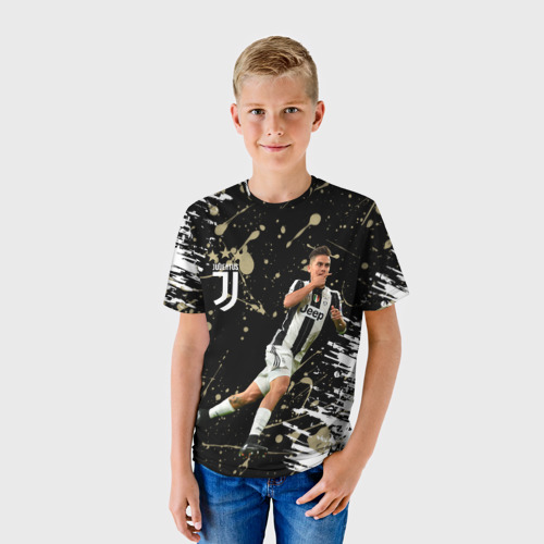 Детская футболка 3D с принтом Juventus: Пауло Дибала, фото на моделе #1
