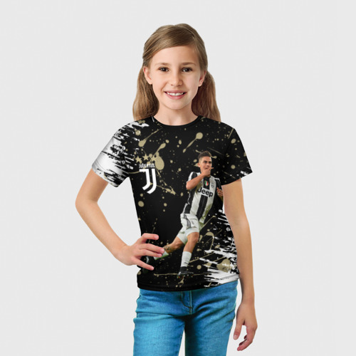 Детская футболка 3D с принтом Juventus: Пауло Дибала, вид сбоку #3