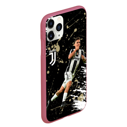 Чехол для iPhone 11 Pro Max матовый Juventus: Пауло Дибала, цвет малиновый - фото 3