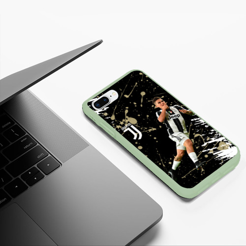 Чехол для iPhone 7Plus/8 Plus матовый Juventus: Пауло Дибала, цвет салатовый - фото 5