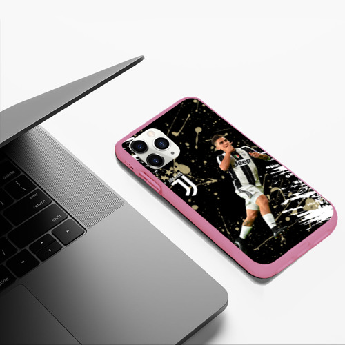 Чехол для iPhone 11 Pro Max матовый Juventus: Пауло Дибала, цвет малиновый - фото 5