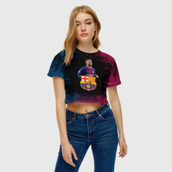 Женская футболка Crop-top 3D Barcelona: Лионель Месси - фото 2