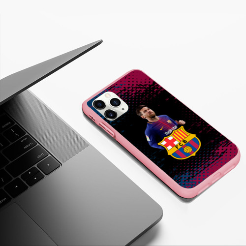 Чехол для iPhone 11 Pro Max матовый Barcelona: Лионель Месси, цвет баблгам - фото 5