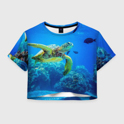 Женская футболка Crop-top 3D Морская черепаха