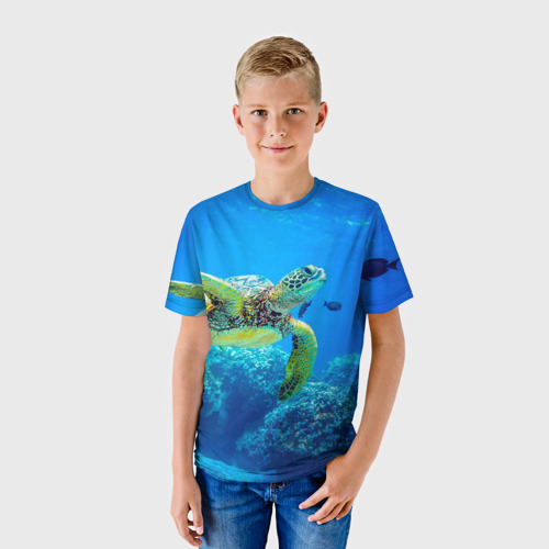 Детская футболка 3D Морская черепаха, цвет 3D печать - фото 3