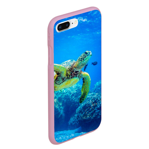 Чехол для iPhone 7Plus/8 Plus матовый Морская черепаха, цвет розовый - фото 3