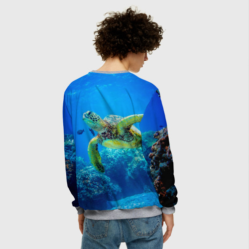 Мужской свитшот 3D с принтом Морская черепаха, вид сзади #2