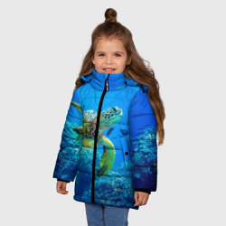 Зимняя куртка для девочек 3D Морская черепаха - фото 2
