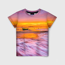 Детская футболка 3D Закат на пляже
