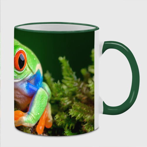 Кружка с полной запечаткой Тропическая лягушка, цвет Кант зеленый