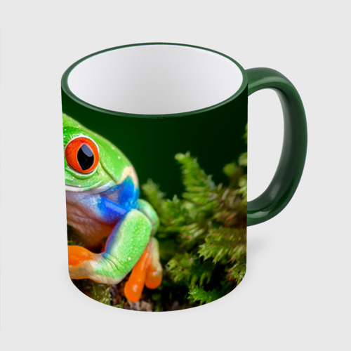 Кружка с полной запечаткой Тропическая лягушка, цвет Кант зеленый - фото 3