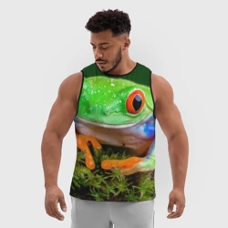 Мужская спортивная майка 3D Тропическая лягушка - фото 2