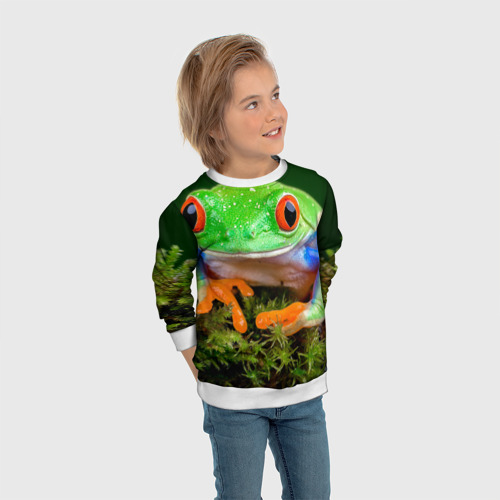 Детский свитшот 3D Тропическая лягушка, цвет 3D печать - фото 5