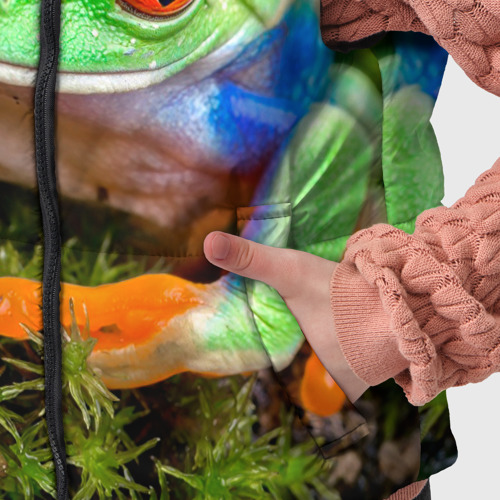 Детский жилет утепленный 3D Тропическая лягушка, цвет черный - фото 6