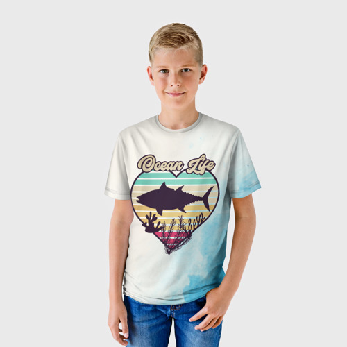Детская футболка 3D с принтом Fish, фото на моделе #1