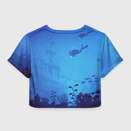 Женская футболка Crop-top 3D Синий кит, цвет 3D печать - фото 2