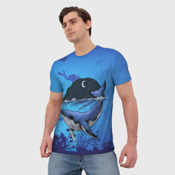 Мужская футболка 3D Синий кит - фото 2