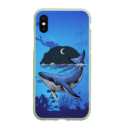 Чехол для iPhone XS Max матовый Синий кит