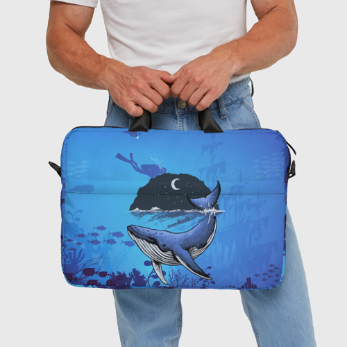 Сумка для ноутбука 3D Синий кит, цвет 3D печать - фото 5