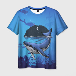 Мужская футболка 3D Синий кит