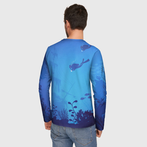 Мужской лонгслив 3D Синий кит, цвет 3D печать - фото 4