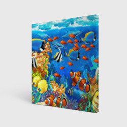 Коралловые морские рыбки  – Холст квадратный с принтом купить