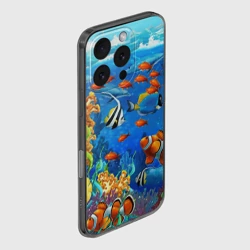 Чехол для iPhone 16 Pro силиконовый с защитой камеры Коралловые морские рыбки  - фото 2