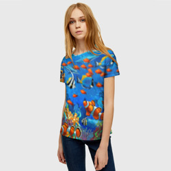 Женская футболка 3D Коралловые рыбки - фото 2