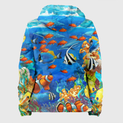 Куртка с принтом Коралловые морские рыбки для женщины, вид сзади №1. Цвет основы: белый