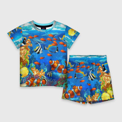 Коралловые морские рыбки  – Детский костюм с шортами 3D с принтом купить