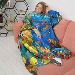 Плед с рукавами Коралловые морские рыбки  - фото 2