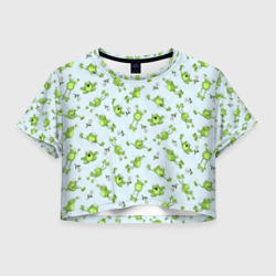 Женская футболка Crop-top 3D Веселые лягушки