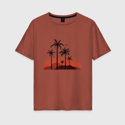 Женская футболка хлопок Oversize Palm tree